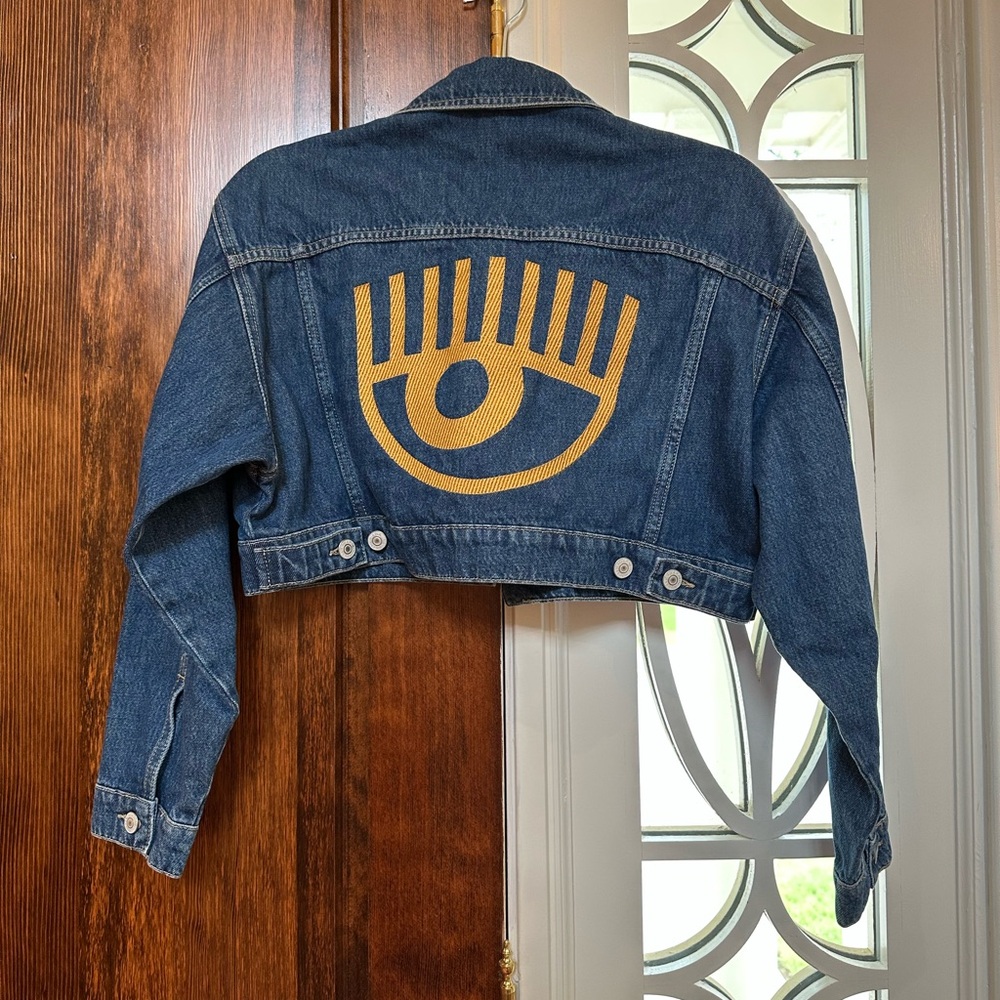 NWT Chiara Ferragni Extremely Rare Cropped Blue Denim Jacket